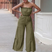 Ženski elegantni ravni kombinezon bez naramenica bez rukava Seksi kombinezon širokih nogavica