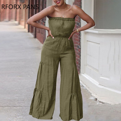 Ženski elegantni ravni kombinezon bez naramenica bez rukava Seksi kombinezon širokih nogavica