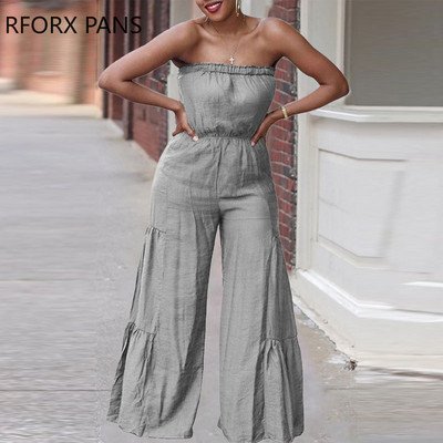 Ženski elegantni ravni kombinezon bez naramenica bez rukava Seksi kombinezon širokih nogavica