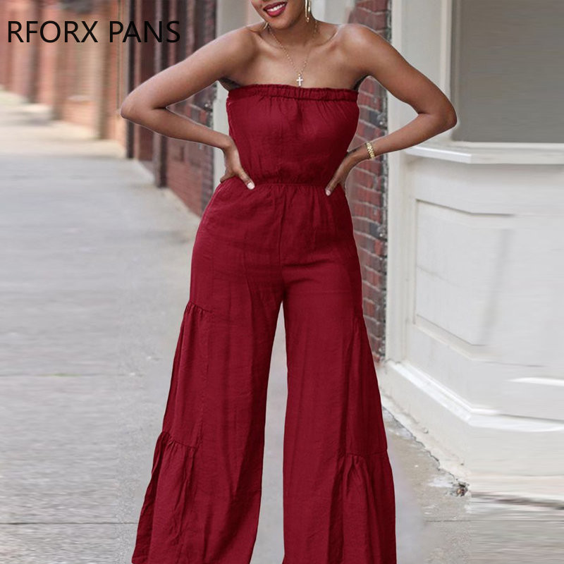 Ženski elegantni ravni kombinezon bez naramenica bez rukava Seksi kombinezon širokih nogavica