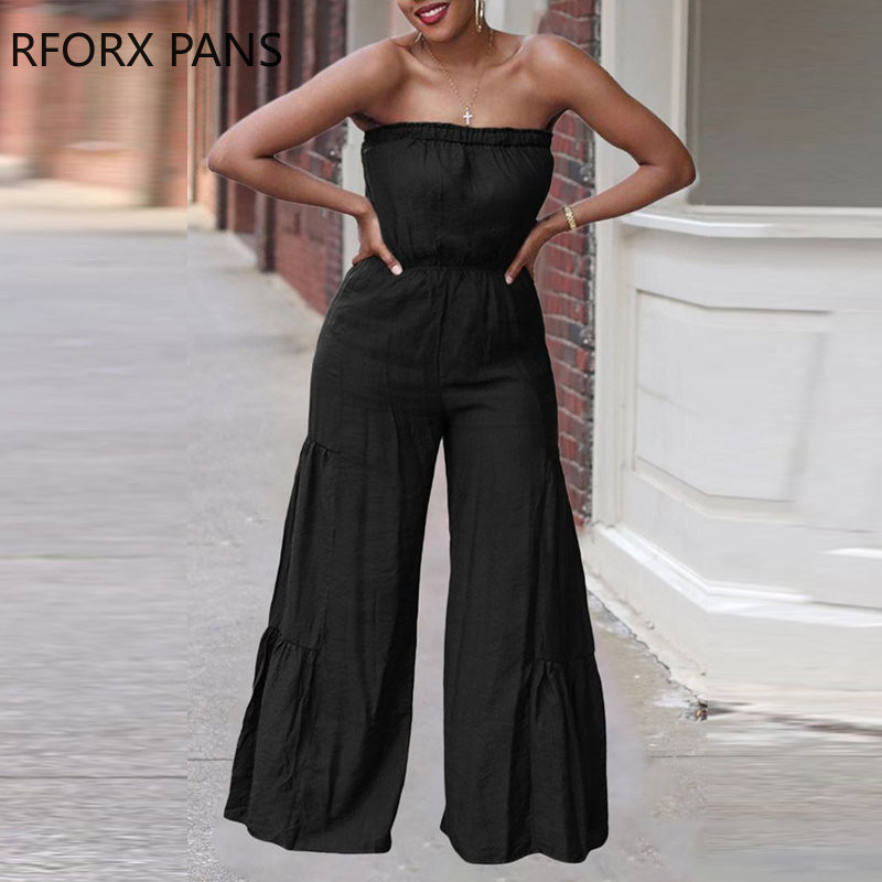 Ženski elegantni ravni kombinezon bez naramenica bez rukava Seksi kombinezon širokih nogavica