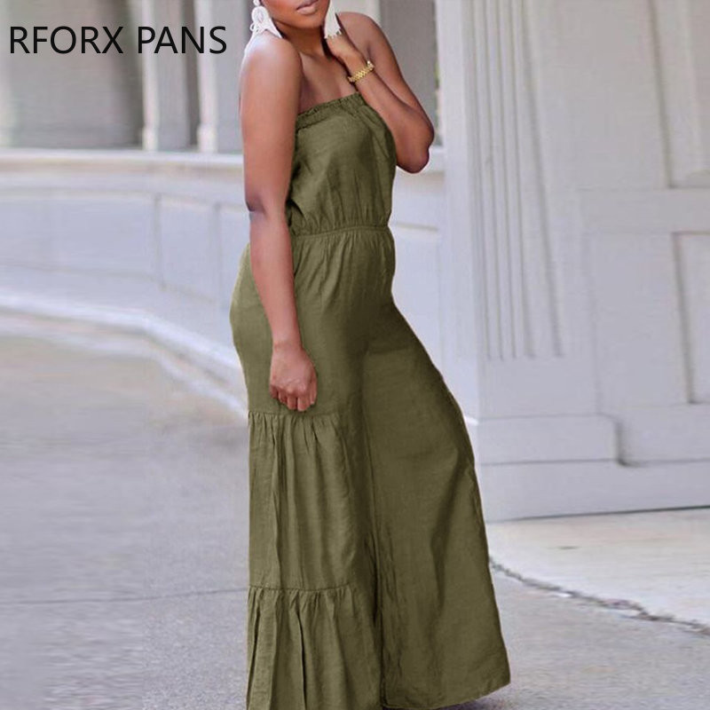 Ženski elegantni ravni kombinezon bez naramenica bez rukava Seksi kombinezon širokih nogavica