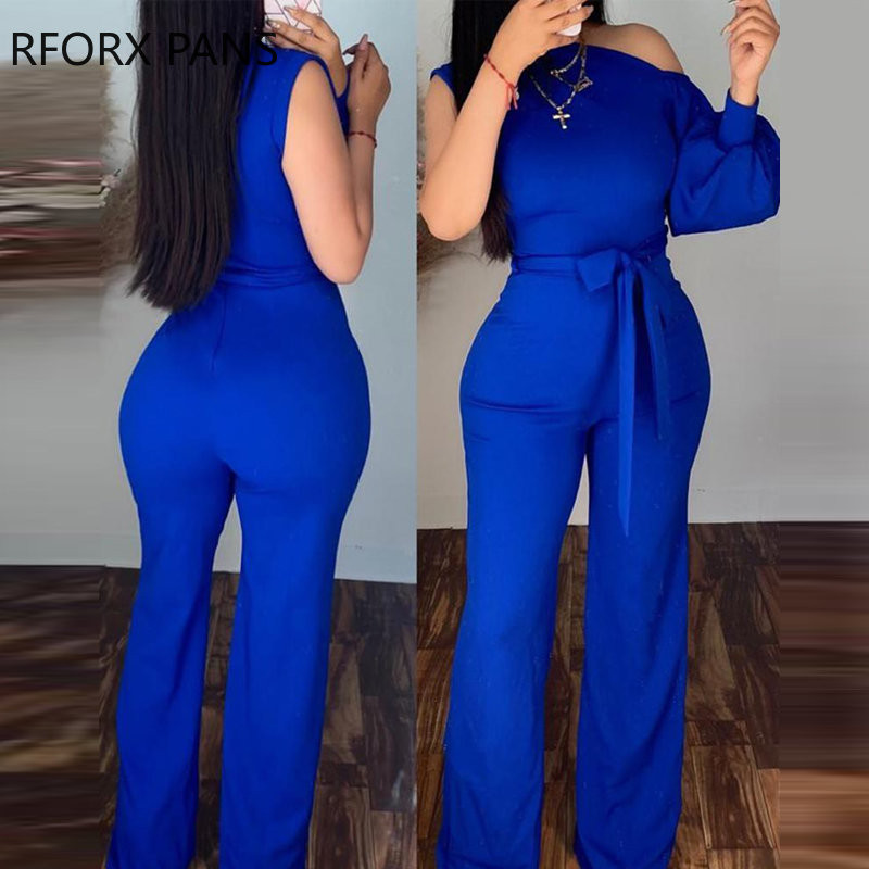 Ženski elegantni patchwork rukavi na jedno rame s remenom, radni ravni kombinezon Seksi kombinezon