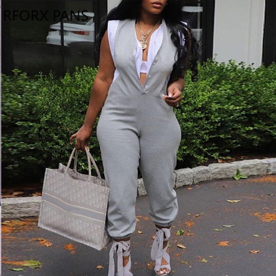 Γυναικεία κομψή αμάνικη φόρμα με κουμπιά με πάτσγουορκ μέχρι τον αστράγαλο