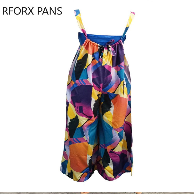 Ženski patchwork uzorak velike veličine, traper kombinezon sa širokim nogavicama i naramenicama.