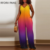 2023. Ženski elegantni, široki seksi kombinezoni ravnih nogavica bez rukava s V izrezom i džepovima s halterima