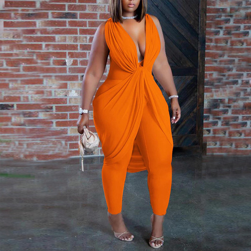 Naiste elegantsed paksu V-kaelusega varrukateta soliidsed seksikad asümmeetrilised pahkluu tunked