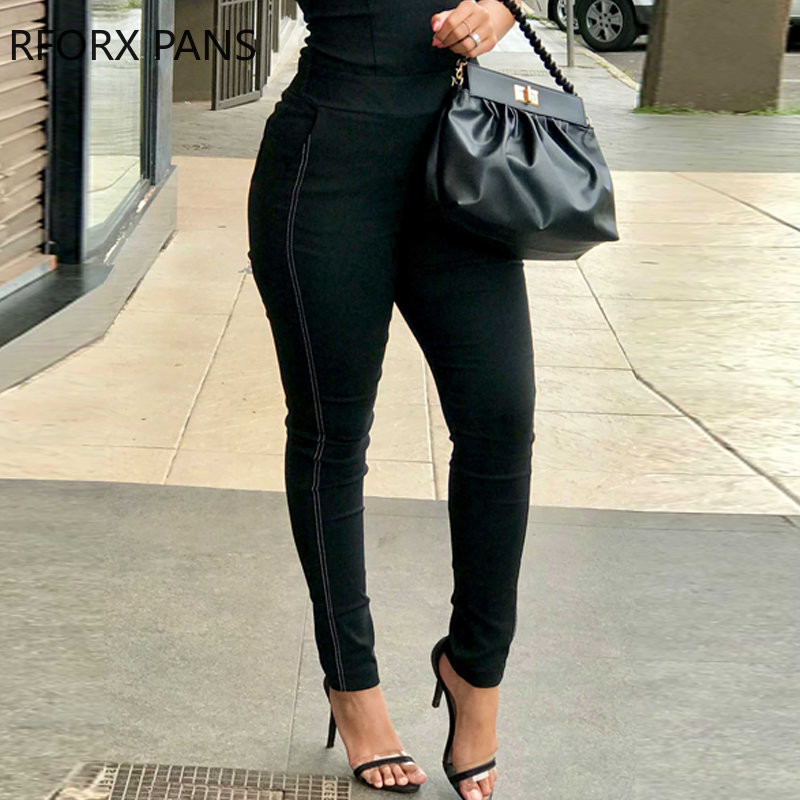 Γυναικεία Κομψή διακόσμηση σε φωτεινή γραμμή φιόγκος αμάνικο Μαύρο μολύβι Παντελόνι Jumpsuit