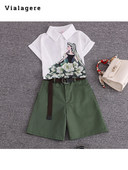 Ljetni ležerni dvodijelni set za 2023. Ženska kratka košulja s otvorenim ovratnikom + Jednobojne kratke hlače Komplet ležernih kratkih hlača