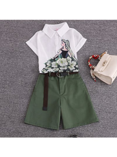 Ljetni ležerni dvodijelni set za 2023. Ženska kratka košulja s otvorenim ovratnikom + Jednobojne kratke hlače Komplet ležernih kratkih hlača