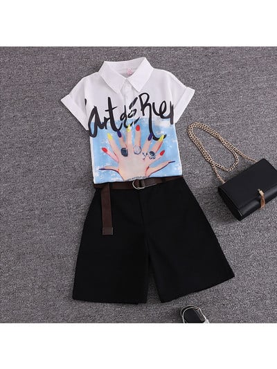 Ljetni ležerni dvodijelni set za 2023. Ženska kratka košulja s otvorenim ovratnikom + Jednobojne kratke hlače Komplet ležernih kratkih hlača