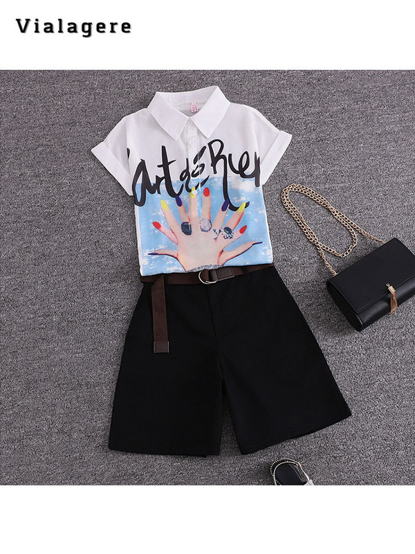 Ljetni ležerni dvodijelni set za 2023. Ženska kratka košulja s otvorenim ovratnikom + Jednobojne kratke hlače Komplet ležernih kratkih hlača