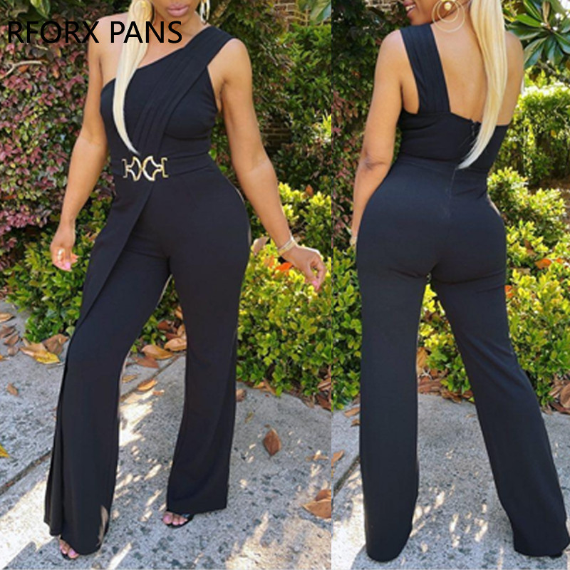 Ženski jednobojni elegantni radni svečani kombinezon bez rukava s ravnim nogavicama i patentnim zatvaračem