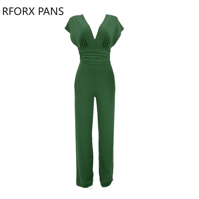 Ženski elegantni jednobojni, ravni kombinezon s dubokim V izrezom, kratkim rukavima i križnim rukavima, radni ravni kombinezon Seksi kombinezon