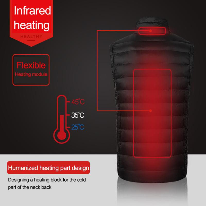 Aiweti Muški zimski USB električni grijaći prsluk Jakna Odjeća Skijaška zima Topla grijana podloga Zimski USB sučelje topli prsluk