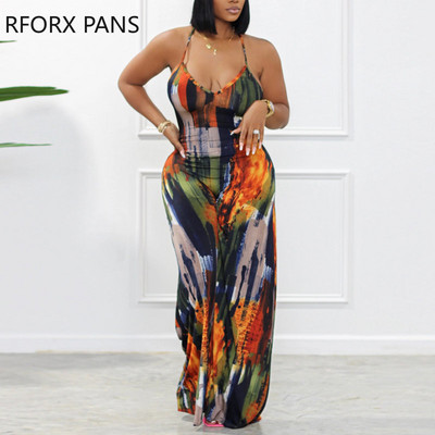 2023. aasta naiste spagetirihmad, varrukateta, seksikad, seljata, ülaosas mustriga sirge säärega seksikad kombinesoonid