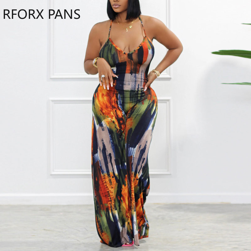 2023. aasta naiste spagetirihmad, varrukateta, seksikad, seljata, ülaosas mustriga sirge säärega seksikad kombinesoonid