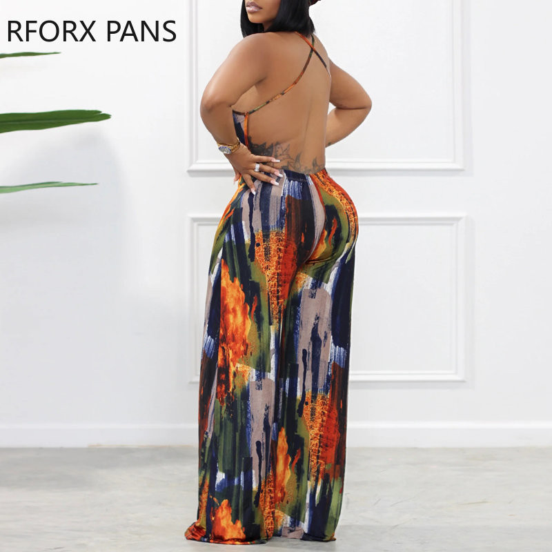 2023. aasta naiste spagetirihmad, varrukateta, seksikad, seljata, ülaosas mustriga sirge säärega seksikad kombinesoonid