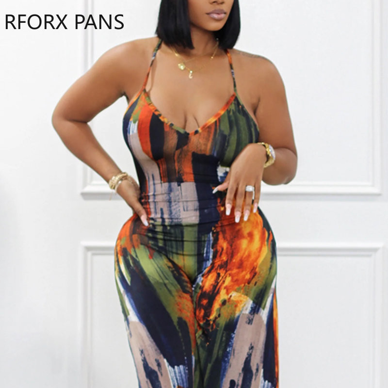 2023. aasta naiste spagetirihmad, varrukateta, seksikad, seljata, ülaosas mustriga sirge säärega seksikad kombinesoonid