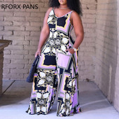 2023 Ženski elegantni ležerni kombinezoni širokih nogavica s printom bez rukava, veće veličine, bez rukava