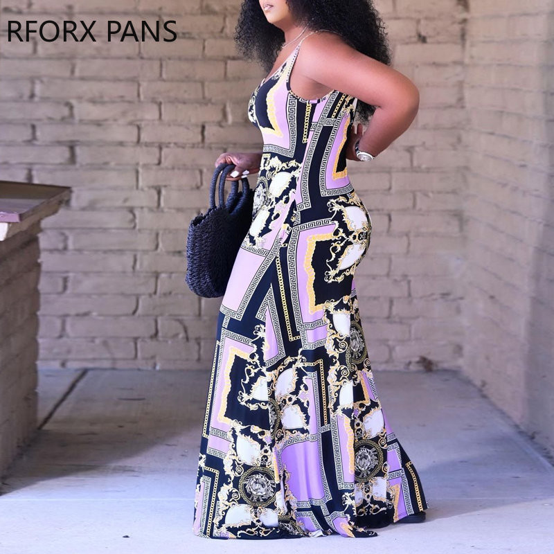 2023 Ženski elegantni ležerni kombinezoni širokih nogavica s printom bez rukava, veće veličine, bez rukava