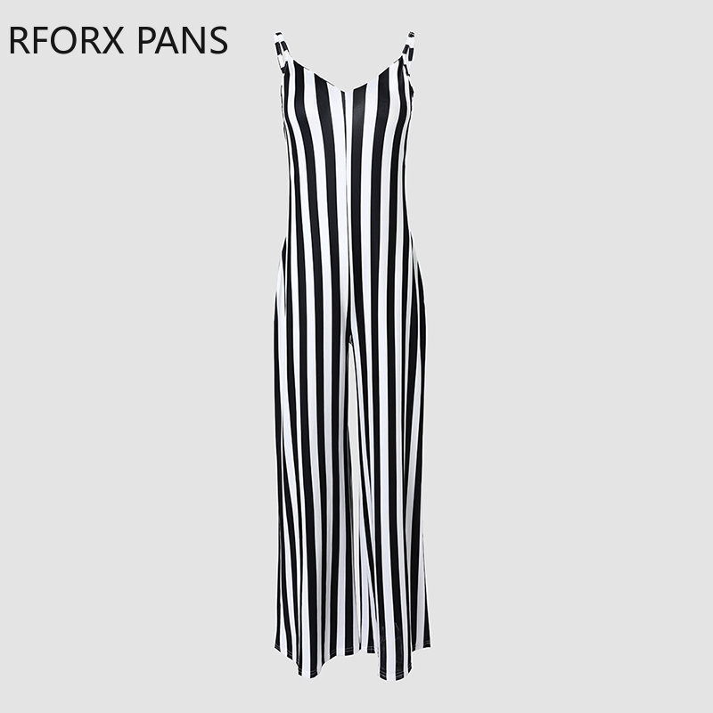 2023. aasta naiste elegantsed triibuliste spagetirihmadega varrukateta seksikad sirge säärega kombinesoonid