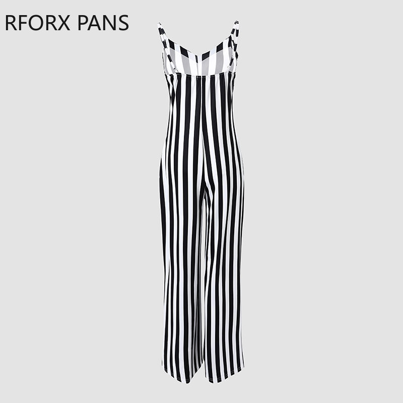 2023. aasta naiste elegantsed triibuliste spagetirihmadega varrukateta seksikad sirge säärega kombinesoonid