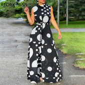 Ženski elegantni radni kombinezoni širokih nogavica s rukavima na točkice i dolčevitom