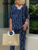 Žensko odijelo s retro hlačama s okruglim izrezom Elegantne ženske široke majice Odjevne kombinacije harem hlača 2022. Proljeće Jesen Ležerni dvodijelni komplet