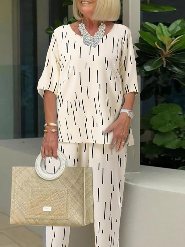 Žensko odijelo s retro hlačama s okruglim izrezom Elegantne ženske široke majice Odjevne kombinacije harem hlača 2022. Proljeće Jesen Ležerni dvodijelni komplet