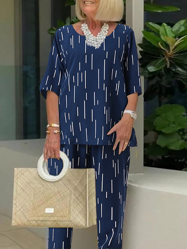 Žensko odijelo s retro hlačama s okruglim izrezom Elegantne ženske široke majice Odjevne kombinacije harem hlača 2022. Proljeće Jesen Ležerni dvodijelni komplet