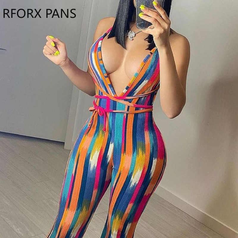 Ženska odjeća Kombinezon širokih nogavica s printom palminog lišća Ležerni izgled kombinezona za žene 2021.