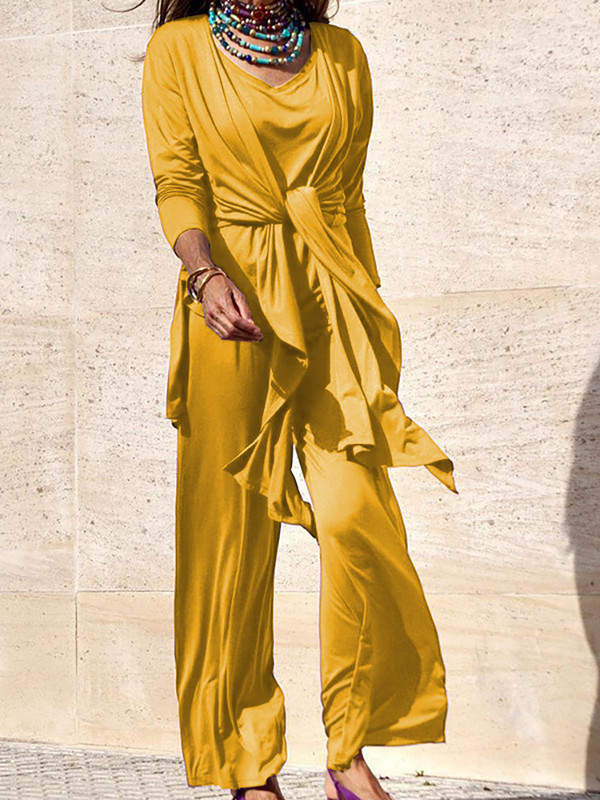 Moteriška liemenė ir paltas ilgos kelnės, trijų dalių rinkinys, laisvalaikio laisvos moteriškos kietos kelnės, elastingos juosmens kelnės, 3 vnt., tinkantis kostiumas