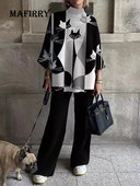 Elegantne kontori naiste sügis 2023 pükskostüüm pikkade varrukatega pulloverid ja püksid, prinditud riietus, naiste püksid, kaheosaline komplekt hulgimüük