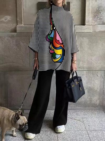 Elegantne kontori naiste sügis 2023 pükskostüüm pikkade varrukatega pulloverid ja püksid, prinditud riietus, naiste püksid, kaheosaline komplekt hulgimüük