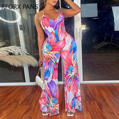 2023. aasta naiste spagetirihmad, varrukateta, laiaulatuslik mustriga seksikas sirge jalaga seksikad kombinesoonid