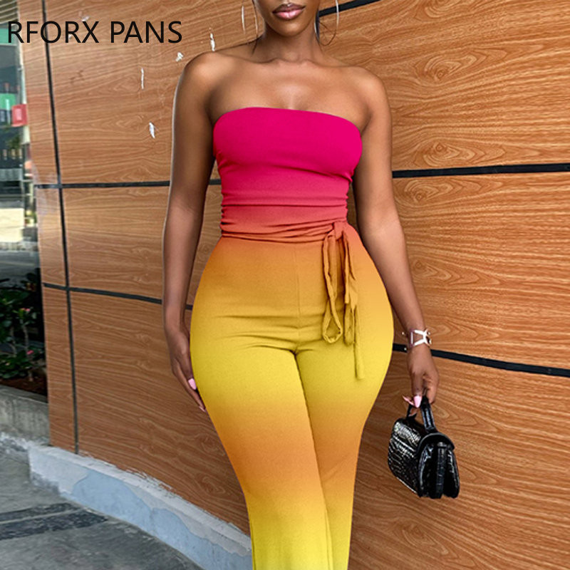 2023. aasta naiste elegantne sirge õlakateta gradientkrae ja vööde varrukateta kombinesoon, seksikas kombinesoon