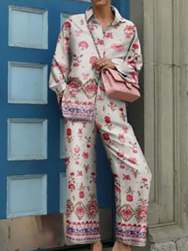 Naiste vabaajakirjaga pikad püksid, kaheosaline komplekt Streetwear täisvarrukatega särgid ja püksid, elegantne kontoripüksid, 2tk ülikond