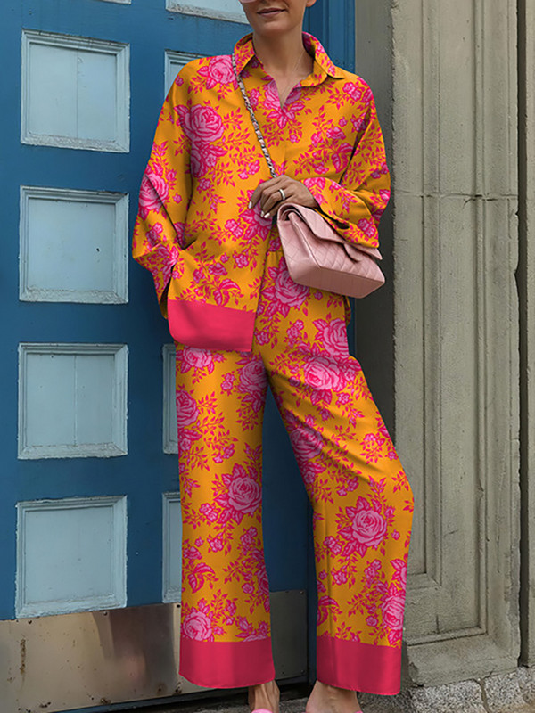 Naiste vabaajakirjaga pikad püksid, kaheosaline komplekt Streetwear täisvarrukatega särgid ja püksid, elegantne kontoripüksid, 2tk ülikond