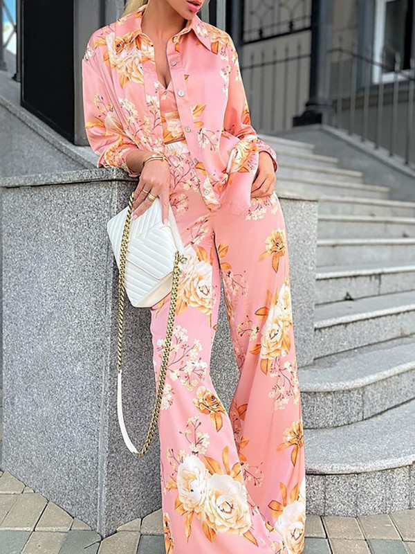 Naiste kevad-sügisprinteriga topid ja vabad püksid, sobiv komplekt Naiste vabaaja tänavarõivaste kaheosaline komplekt pikkade varrukatega nööbiga ülaosa