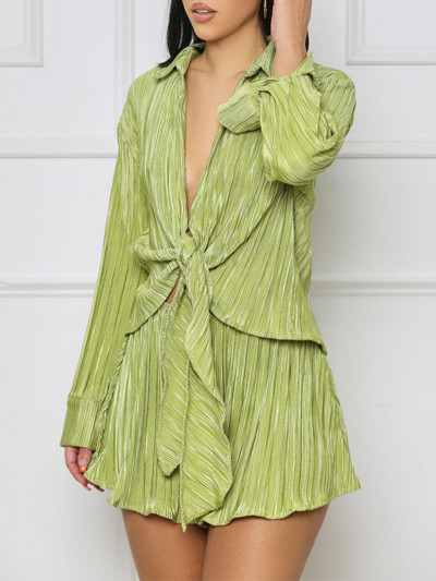 2-dijelni set Ženske ljetne nove majice s otvorenim ovratnikom i odijela s hlačama Modni ulični afrički plisirani kompleti kratkih hlača Vestidos