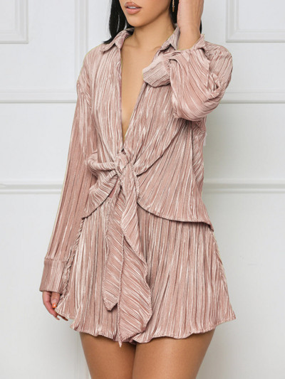 2-dijelni set Ženske ljetne nove majice s otvorenim ovratnikom i odijela s hlačama Modni ulični afrički plisirani kompleti kratkih hlača Vestidos