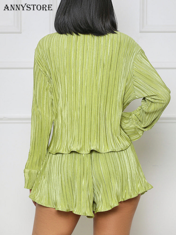 2-dijelni set Ženske ljetne nove majice s otvorenim ovratnikom i odijela s hlačama Modni ulični afrički plisirani kompleti kratkih hlača Vestidos