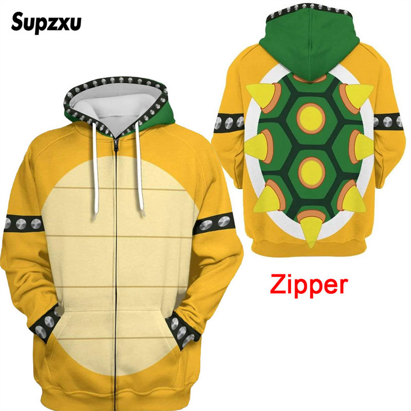 Bowser 3D Spausdinti Vyriški Moteriški megztiniai Harajuku Streetwear Madingi megztiniai Striukė Cosplay Kostiumai