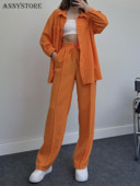 Soliidne naiste pidžaama, kaheosaline komplekt, pikkade varrukatega nööbiga särk, laia säärega püksid, magamisriided, kostüümid, komplektid naiste sportlikud ülikonnad