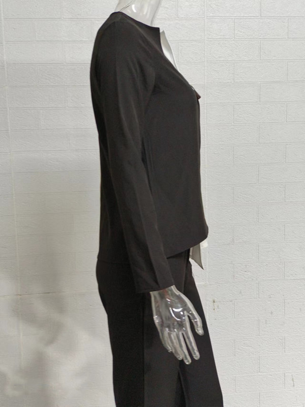 Ležerni ženski set dugih rukava s dugim rukavima i hlačama širokih nogavica, Ljeto Femme Office Lady Komplet odijela u korejskom stilu