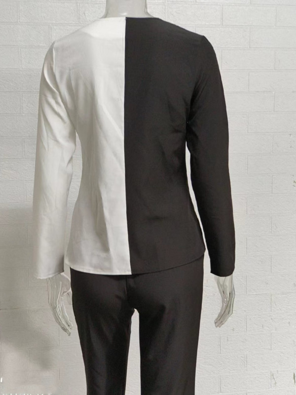 Ležerni ženski set dugih rukava s dugim rukavima i hlačama širokih nogavica, Ljeto Femme Office Lady Komplet odijela u korejskom stilu