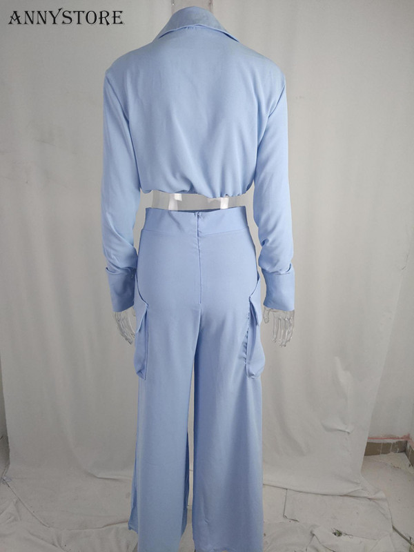 Košulja Duge hlače Odijela Komplet od 2 komada Ženska košulja dugih rukava Hlače širokih nogavica Ležerna bijela odjeća proljeće ljeto 2023 Novo