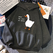 Peace Was Never An Option Goose Print Muške Dugih Rukava Slatki Ležerni Pulover Kreativnost Džep Topla Odjeća Muški Sweatshirt