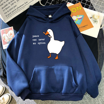 Peace Was Never An Option Goose Print Muške Dugih Rukava Slatki Ležerni Pulover Kreativnost Džep Topla Odjeća Muški Sweatshirt